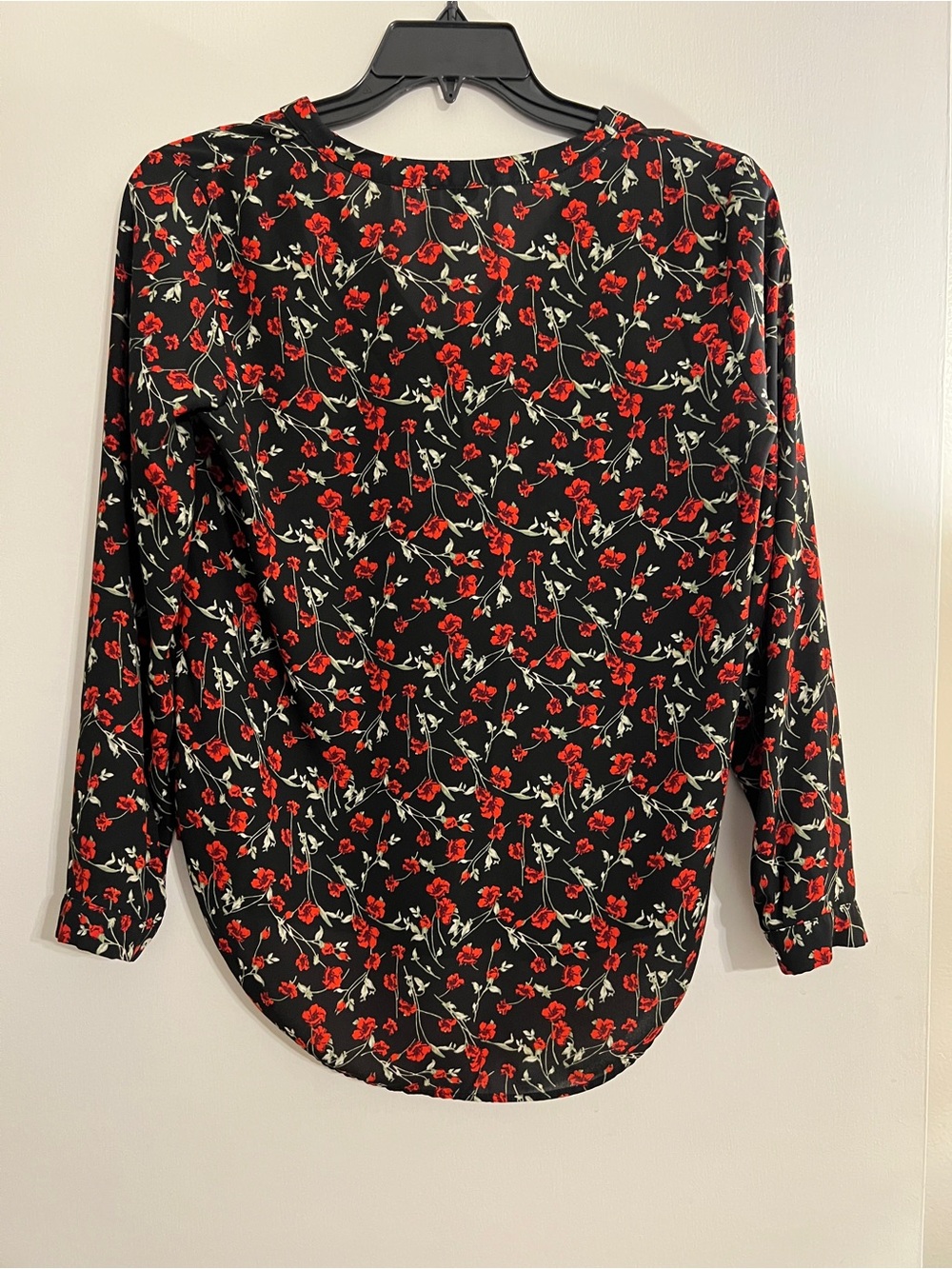 Forever 21 Black Blouse with Red Floral Print